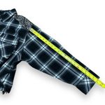 Originality Black White Plaid Cropped Raw Hem Oversize Flannel Top – Large Photo 4