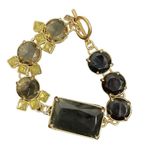 Banana Republic Black Gray Green Stones Gold Plated Bracelet Photo 12