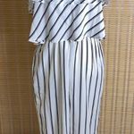 Mello Day White & Black Striped Cropped Jumpsuit Photo 0