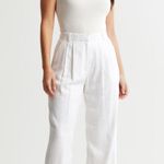 Abercrombie & Fitch Abercrombie Linen-Blend Tailored Wide Leg Pant in White Photo 0