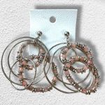 Free People Racer Moonstone Beaded Hoops in Blush Pink Silver 70s 80s Retro NWT Photo 0