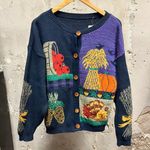 The Vintage Shop Vintage 90s Fall Autumn Halloween Farm Knitted Button Down Sweater Top Large L Photo 0