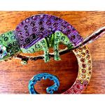 Chameleon Brooch Pin Rhinestones Lizard Gecko New Art Deco Tropical Rain… Purple Photo 3