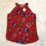 C&E  Women’s floral tassel red Bohemian Tunic halter top size Medium Photo 1
