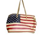 USA American Flag Leather Shoulder Tote‎ Blue Photo 2