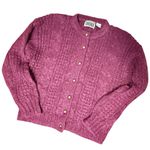 Forenza Vintage Mohair Blend Cardigan Sweater L Purple Berry Button Front Photo 0