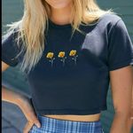 Brandy Melville  navy poppy baby tee Photo 0