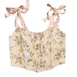 Mine Size M Floral Corset Pastel Pink Bow Strap Feminine Parisian Summer NWT Size M Photo 1
