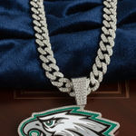 NFL Philadelphia Eagles Necklace Pendant Cuban Chain Link Football Jewelry Photo 0