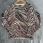 Banana Republic  Lightweight Sweater XL Tan Zebra Mobwife Safari Chic Maximalist Photo 0
