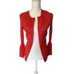 CAbi  Womens XS Red Ribbed Knit Bell Sleeve Cardigan Button Front Photo 1