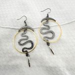 Celestial Snake Drop Earrings, Witchy Earrings, Gift for Her Silver Photo 1