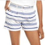 J. McLaughlin Embroidered Jacquard Women's Blue and White Striped Shorts Photo 0