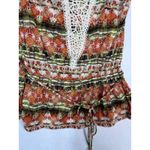 Weavers Boho Crochet Trim Printed Peplum Tube Top Rust Olive‎ Size XL NWT Photo 4