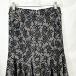 Michael Kors Sz 10 Midi Skirt Trumpet Black Gray Lace Print Flare Whimsigoth 195 Photo 9
