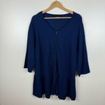 Lane Bryant  Womens Peplum Knit Zip Front Cardigan Sweater Navy‎ Blue Sz 22/24 Photo 2