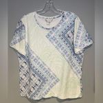 Christopher & Banks Women XL Blue Green Floral Medallion Short Sleeve Top Photo 0