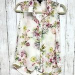 H&M Shirt Women Size 6 Tank Blouse Sleeveless Floral Button-Down Hi-Low Sheer Photo 0