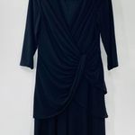 Adrianna Papell  Draped Cascading Jumpsuit Black Draped Size 6 Cocktail Classic Photo 9
