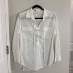 RD Style  Lace up Long Sleeve White Women’s Top Size Medium Photo 0