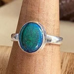 Sterling Silver Opal Ring Size 7.5 Green Photo 0