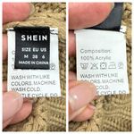 SheIn Cable Knit Tan Beige Vneck Cardigan Sweater Button Front Balloon Sleeves Medium Photo 7