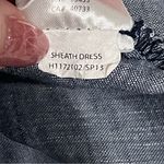 Horny Toad  Linen Sheath Dress Blue Chambray Shift Knee Length Sleeveless, sz S Photo 3