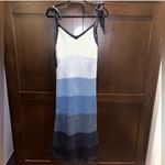 ZARA  Crochet Tie Strap Midi Beach Dress Limited Edition Blue/White Stripe Photo 1