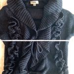 Women’s Beautiful Lagenlook Fitted Knitted Ruffle Duster Size S/M Black Size M Photo 6