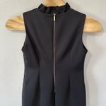 Calvin Klein Black Scuba Sleeveless V Neck Ruffle Collar Sheath Dress Size 14 Photo 3