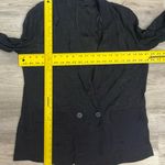 ZARA Jacquard Navy Blue Floral Double Breasted Long Silky Blazer Size Medium Photo 12