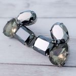 Vintage Clip On Earrings Mirrored Grey and Muted Green Photo 4