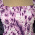 BCBGeneration * Purple Tie-Dye Smocked Cami Ruffle Trim Top Size Medium Photo 2