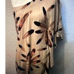 Audrey  3 1  Brown/Tan  One Shoulder Feather Top Dress Kaftan Tunic Coverup Boho Photo 0