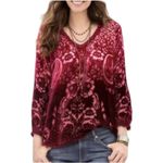 Sundance  Catalog Velvet Burnout Floral Top Womens Medium Red Photo 1