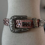 BHW Rhinestone Blingy pink leather belt western women’s belt country girl Pink Photo 0