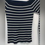 Abercrombie & Fitch Navy and White striped off the shoulder sweater Photo 2