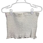 American Eagle  Smocked Tube Crop Top Eyelet Strapless Ruffled White Size Large Photo 1