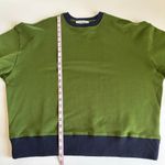 We Wore What Colorblocked Oversized Fit Crewneck Sweatshirt Hunter Green/Navy XXS Photo 4
