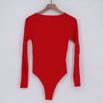 A New Day Ribbed Long Sleeve Scoop Neck Red Bodysuit Size Small Photo 4