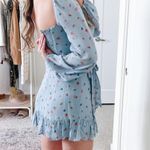 Reformation  Light Blue Floral Faux Wrap Long Sleeve Mini Dress  Photo 10