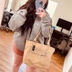 george NWT  Tan Beige Faux Leather Shoulder Bag Purse Photo 0