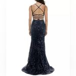 B Darlin  Juniors' Sequined Lace-Up Gown Navy Sz 7/8 NWT Photo 4