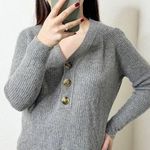 Madewell  Lyle Knit Natural Gray Merino Wool Blend Henley Pullover Sweater Small Photo 0