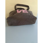 Life is Good Brown LOVE Canvas Tote Bag Pink Letters Beach Grocery Sustainable * Photo 2