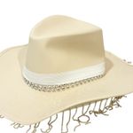 Cowboy Western Cream Hat With Silver Rhinestone Fringe Festival Concert NEW Photo 0
