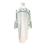 ZARA  Womens Lg White Green Embroidered Tunic Collared Shirt Dress Boho Cover Up Photo 7