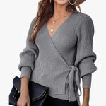 KNITTED WRAP Yoga Sweater Grey Small NWOT Gray Photo 0