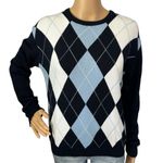Brandy Melville Black and Blue Argyle Crewneck Sweater Photo 4