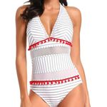 One Piece Pom Pom Tassel Swim Suit Photo 5